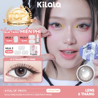Kính áp tròng Kilala  màu xám Strawberry Pink lens cận 6 tháng DIA 14.2mm có độ (0-8) 1 cặp