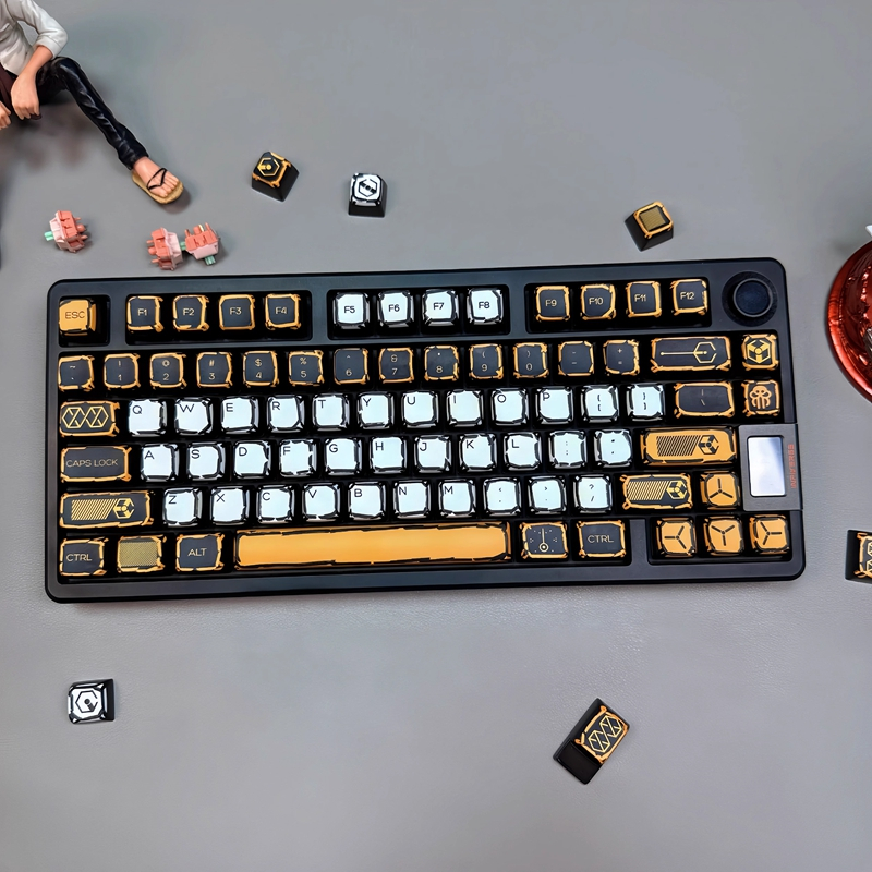 [Chỉ Keycap] Manga Virtual War Keycap 122 phím Đèn trong suốt bốn mặt màu đen thông qua MDA Profile 