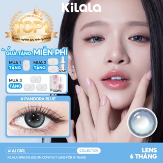 Kính áp tròng Kilala màu lam Pandora Blue lens cận 6 tháng DIA 14.2mm có độ (0-8) 1 cặp