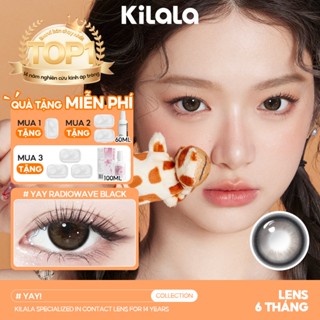 Kính áp tròng Kilala màu đen Yay Radiowave Black lens cận 6 tháng DIA 14.2mm có độ (0-8) 1 cặp