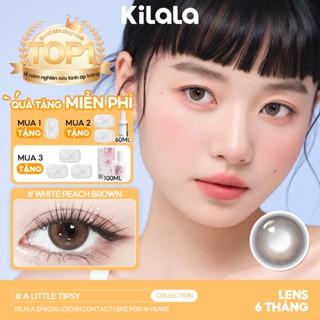 Kính áp tròng Kilala màu nâu White Peach Brown DIA 14.5mm lens cận 6 tháng có độ (0-8) 1 cặp