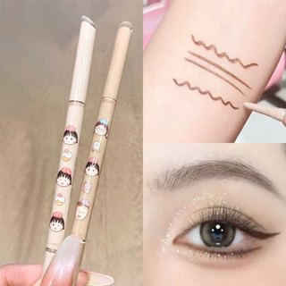  VEECCI Bút gel kẻ mắt hai đầu Người mới biết Bút kẻ mắt màu nâu Cực kỳ mịn Chống nước Chống mồ hôi Sakura maruko-chan tên chung 