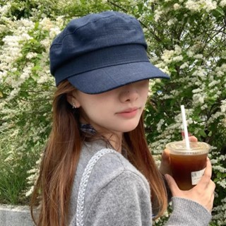 Đơn giản vải lanh cotton tất cả trận đấu mùa xuân hè phong cách mới flat top hat nữ phong cách Anh quốc chất lượng cao mỏng che nắng