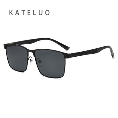 KATLUO Nam Cổ Điển Phân Cực Vuông Kính Mát Kim Loại UV400 Bảo Vệ Lái Xe Chống Nắng Thời Trang Z3702