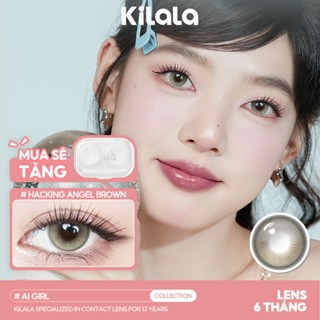 Kính áp tròng Kilala màu nâu Hacking Angel Brown lens cận 6 tháng DIA 14.2mm có độ (0-8) 1 cặp