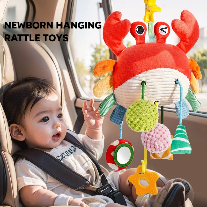 Đồ chơi dây kéo cho bé, có kẹp hạt vòng Đồ chơi cảm giác nhồi bông sang trọng, Gương biến dạng phát triển trực quan Thoải mái khi chạm vào xe đẩy Đồ trang trí treo