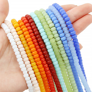 6x4mm / 8x6mm 1 sọc túi thủy tinh bề mặt nhẵn hạt thùng DIY vòng tay, dây chuyền, bông tai phụ kiện trang sức
