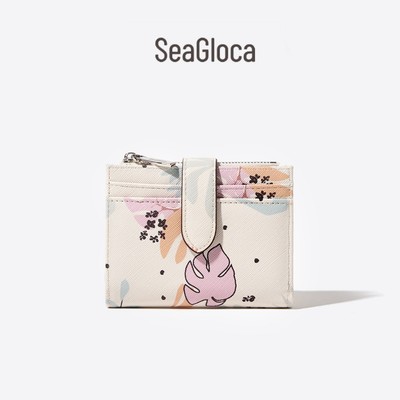 SeaGloca Hoa Nhiệt Đới Ví Nhỏ Đựng Thẻ Dây Kéo Thiết Kế Tab An Toàn Di Động Chức Năng Cho Quà Tặng Cho Nữ