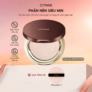   Mini  Phấn Phủ Nén CITRINE  2.5g  | Da Mịn Như Nhung Kiềm Dầu Tệp Da Không Gây Bí Lỗ Chân Lông 