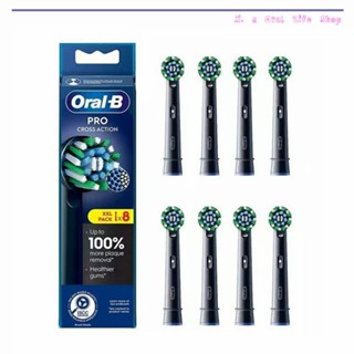 Đầu bàn chải đánh răng điện Oral b PRO Cross Action, lông hình chữ X và góc cạnh, Đen 4 & 8 cái / hộp