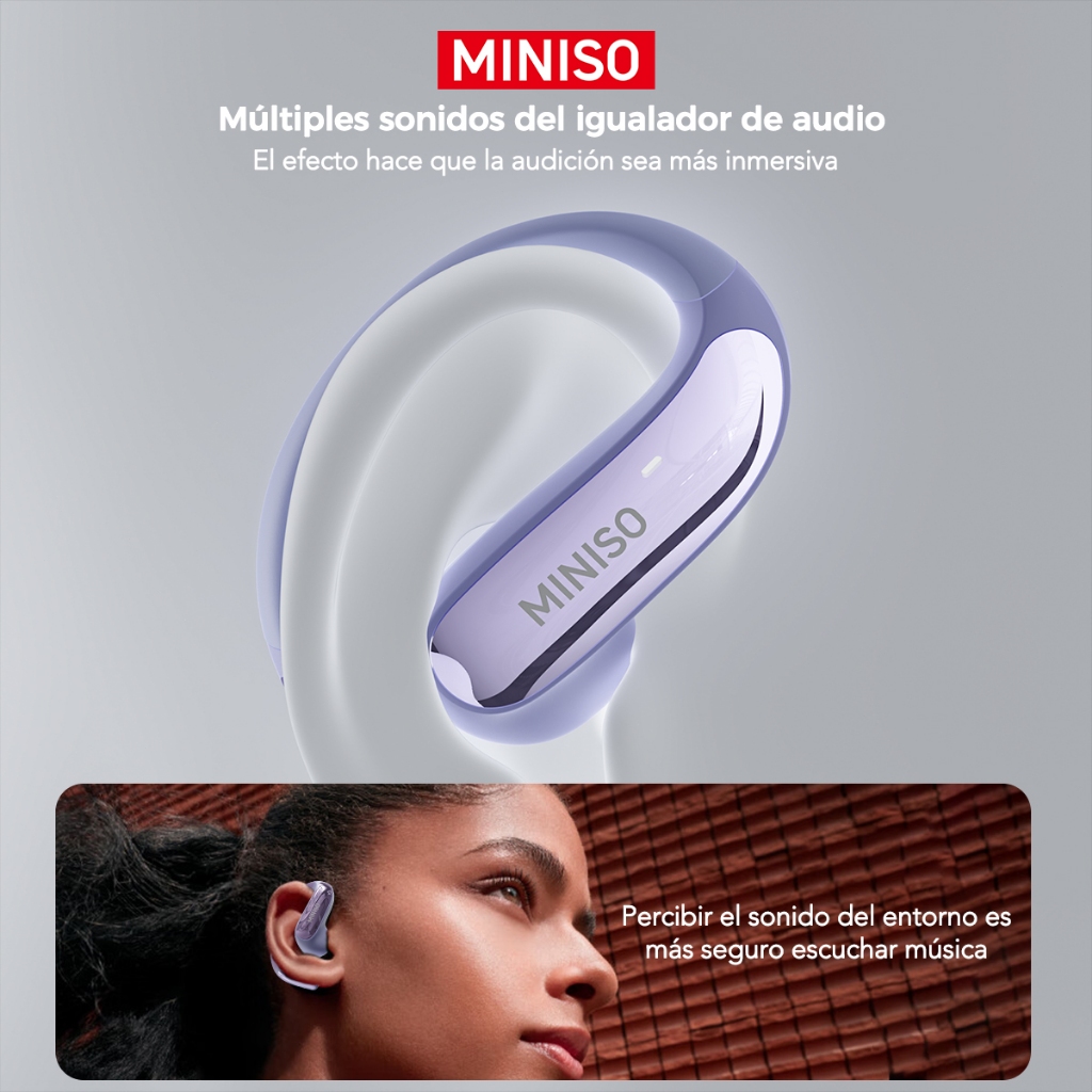 MINISO MS195 AI Tai nghe Bluetooth Tai Nghe Phiên Dịch Tai nghe không dây âm thanh nổi HiFi chống nước mở có Bluetooth 6.0 | BigBuy360 - bigbuy360.vn