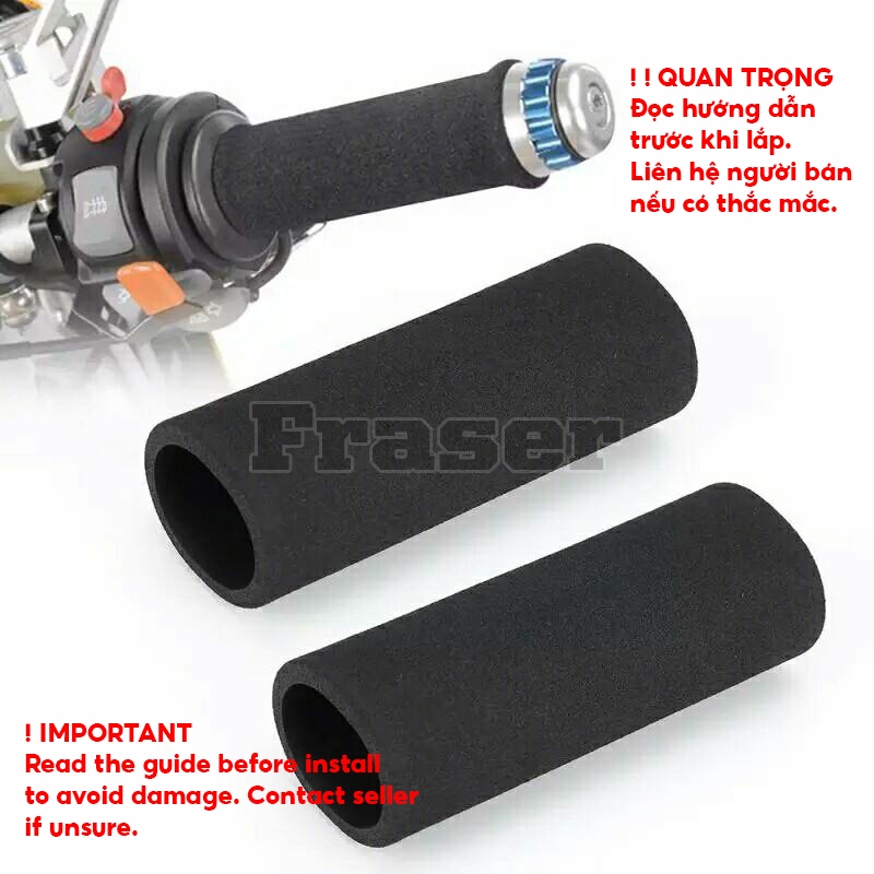 Bộ 2 vỏ bọc tay cầm xe máy bằng cao su bọt biển chống rung - tay nắm mềm , bọc tay cầm xe máy có thể bóp được.