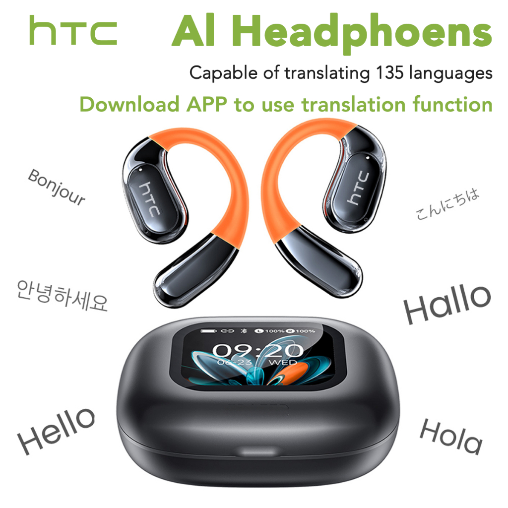 HTC NE27 Tai Nghe Phiên Dịch AI Tai nghe không dây Bluetooth 5.4 Dịch hai chiều 134 ngôn ngữ Màn hình cảm ứng LED Tai nghe doanh nhân Có micro Chống nước IPX5 | BigBuy360 - bigbuy360.vn