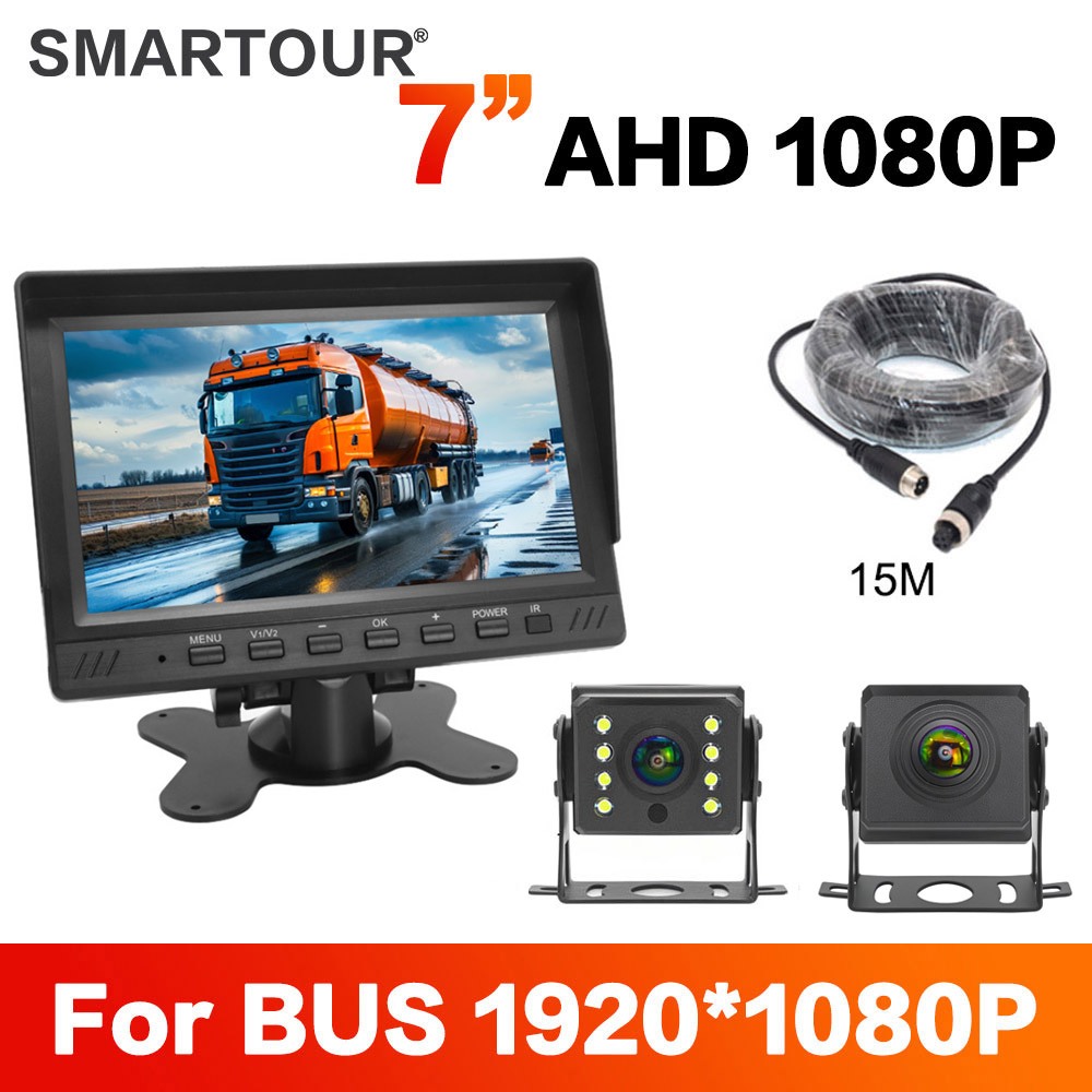 AHD 1080P 7 Inch IPS Màn Hình Xe Tải Xe Bus RV Xe Đỗ Xe Màn Hình HD Phía Trước Phía Sau Phía Sau 4 P