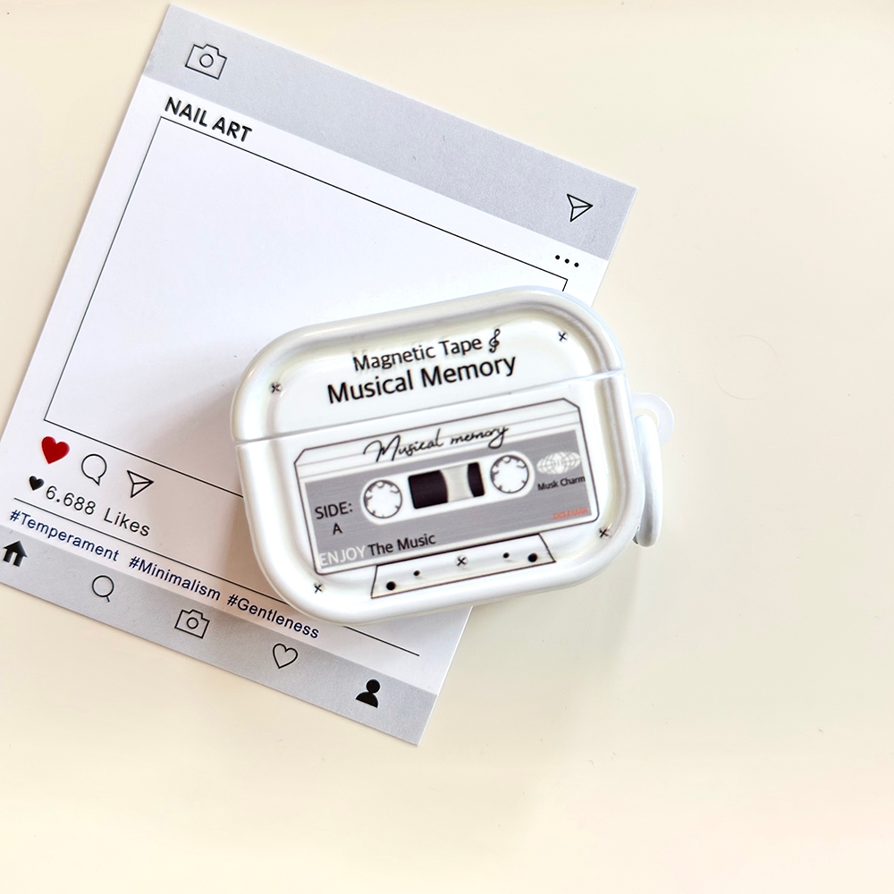 Nhạc Cassette Họa Tiết AirPods Pro3 Ốp Lưng AirPods 4 Mềm Chống Sốc TPU Tai Nghe Cho Apple AirPods 1