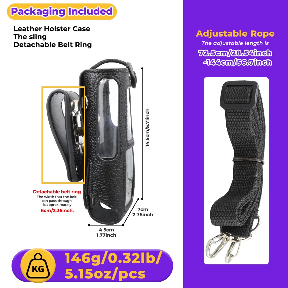 [PT-34] Túi đeo vai bao da cho túi bảo vệ vô tuyến hai chiều kỹ thuật số Hytera HP780