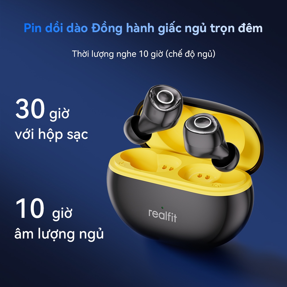 【Nâng cấp mới】Tai nghe Bluetooth ngủ Realfit F4 – Tiếng ồn trắng & Khử tiếng ồn ANC có điều khiển ứng dụng, Đầu mềm silicon, Âm thanh Hi-Fi Bluetooth 6.0​ | BigBuy360 - bigbuy360.vn
