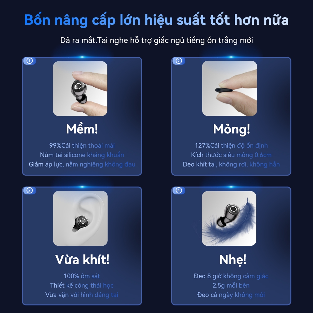 【Nâng cấp mới】Tai nghe Bluetooth ngủ Realfit F4 – Tiếng ồn trắng & Khử tiếng ồn ANC có điều khiển ứng dụng, Đầu mềm silicon, Âm thanh Hi-Fi Bluetooth 6.0​ | BigBuy360 - bigbuy360.vn