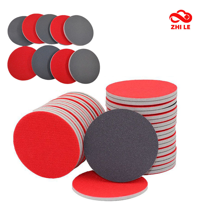 2 3 5 Inch Tròn Xốp Giấy Nhám Khối Đánh Bóng Linh Hoạt Mài Mòn Khối Cát Miếng Lót Máy Mài Xốp Ba Lan