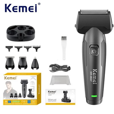 Kemei 4 Trong 1 Đa Năng Lá Máy Cạo Râu Mũi Tai Tông Đơ Cắt Tóc Không Dây Dao Cạo Điện Sạc Nam Bộ Chải Lông