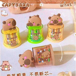 Máy mài bút chì 3D dễ thương capybara Máy mài bút chì hai lỗ Máy mài bút chì Mini có nắp Máy mài bút chì hoạt hình Đồ dùng học sinh sáng tạo