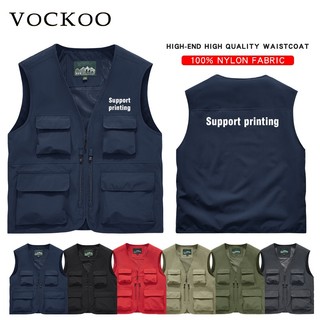 [S-6XL]} Áo khoác nhiều túi Áo vest tùy chỉnh l Bộ phim truyền hình chụp ảnh ngoài trời dành cho nam Áo vest câu cá dáng rộng bảo hộ lao động thông thường