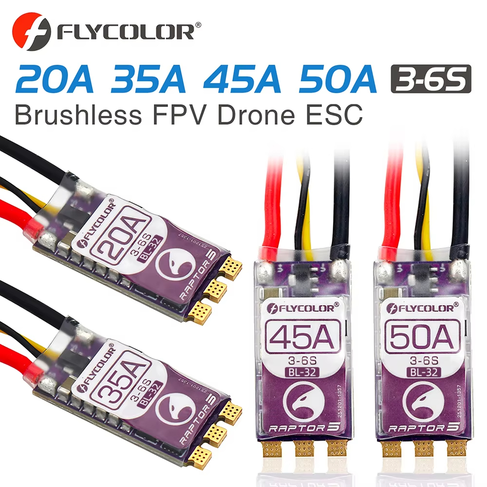Flycolor Raptor5 ESC không chổi than 3-6S ESC 20A 35A 45A 50A 32Bit cho máy bay đua FPV