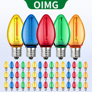 OIMG Có thể điều chỉnh độ sáng C7 Led Thay thế bóng đèn Giáng sinh 1W Nhựa chống vỡ nhiều màu E12 Chân đế nến cho đèn dây tiệc ngoài trời 220V