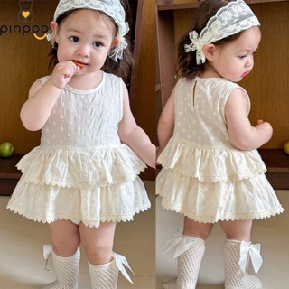 Pinpoo Bé Gái Mùa Hè Áo liền quần Màu Be Thêu Hoa Hoa Không Tay Váy Công Chúa Sử Dụng Cho Bé 3 Tuổi