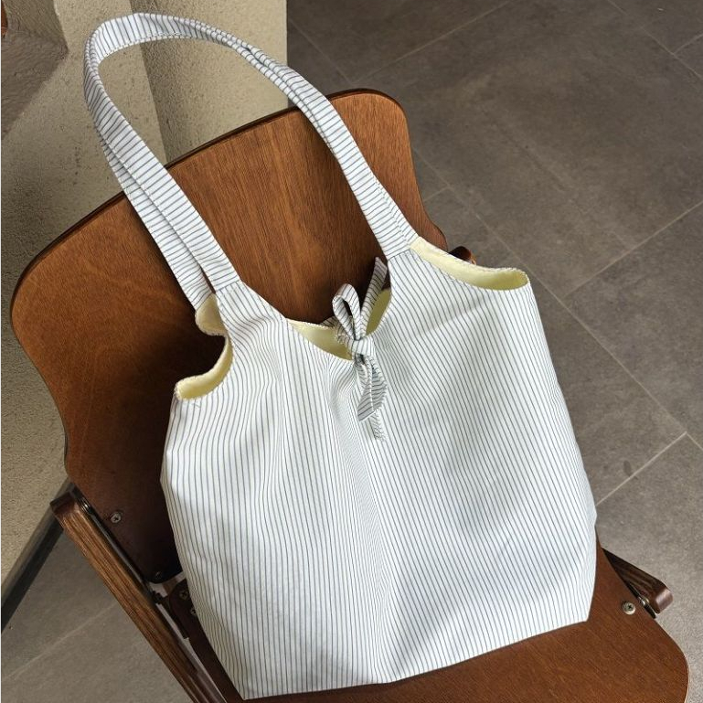 Túi vải canvas sọc đơn giản phong cách giản dị phiên bản Hàn Quốc, túi đeo vai dung tích lớn đi lại dành cho nữ thời trang