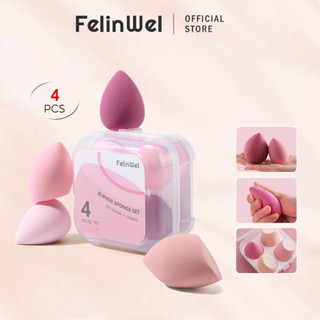 Felinwel - Bộ miếng bọt biển nền máy xay sinh tố làm đẹp 4 gói, 4 màu, kèm 1 hộp đựng bọt biển