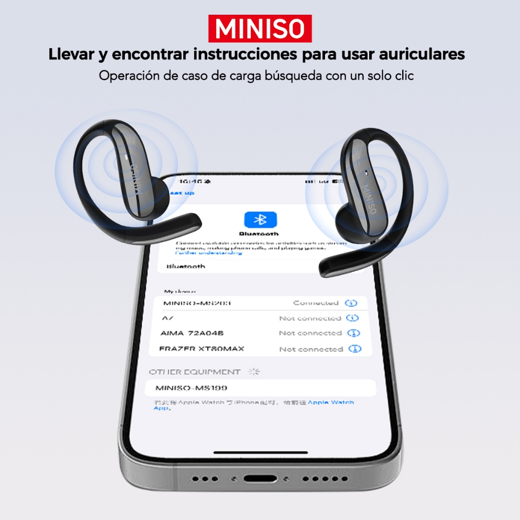 MINISO MS195 AI Tai nghe Bluetooth Tai Nghe Phiên Dịch Tai nghe không dây âm thanh nổi HiFi chống nước mở có Bluetooth 6.0 | BigBuy360 - bigbuy360.vn