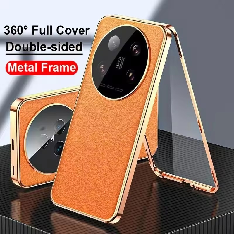 Dành Cho Xiaomi 15 14 Ultra Magnet Vỏ Điện Thoại Da Trơn Hai Mặt Kính Cho XIAOMI 15 14 13 13t 12 pro