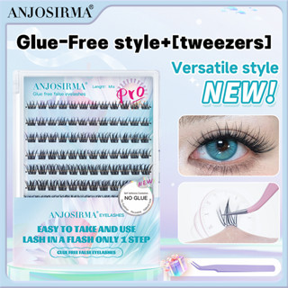 ANJOSIRMA mi cụm tự dính, Lông mi giả tự nhiên và mi giả cụm có thể sử dụng được nhiều lần, 11-13mm mi giả tách sợi