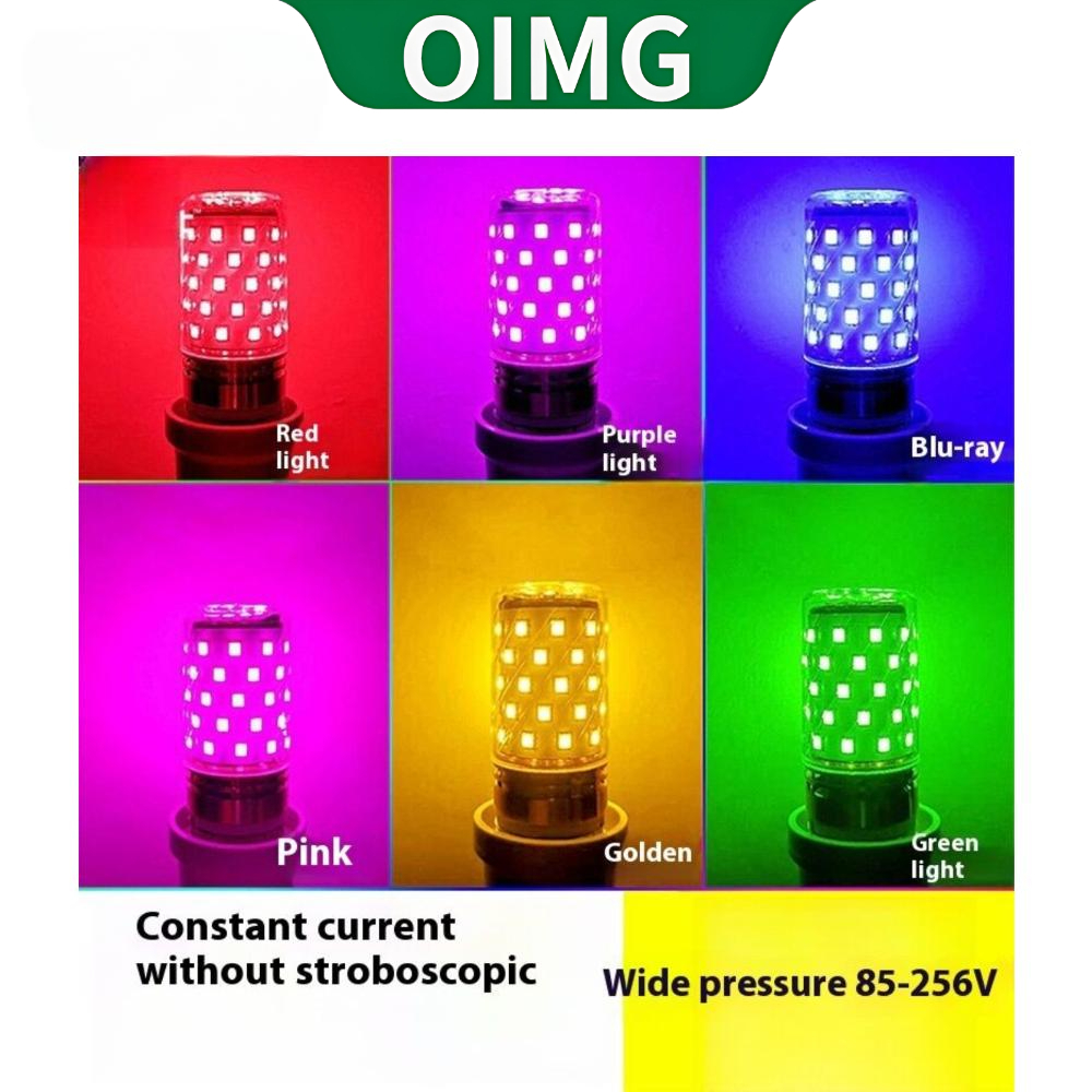 OIMG Bóng đèn LED màu E27 12W Ánh sáng màu hồng Ánh sáng màu đỏ Ánh sáng màu xanh Ánh sáng màu tím Ánh sáng màu vàng Ánh sáng màu xanh 220V