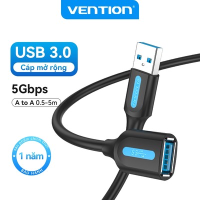 Cáp Nối Dài USB 3.0 Vention 5Gbps Nam Đến Nữ USB 3.0 Tốc Độ Nhanh Dây Nối Dài Đồng Bộ Dữ Liệu Cáp Cho Laptop PC TV