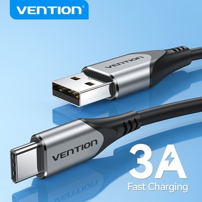 Vention Cáp dữ liệu sạc nhanh  USB Type C 3A sạc nhanh bện nylon cho Samsung, Oppo - Hàng Chính Hãng
