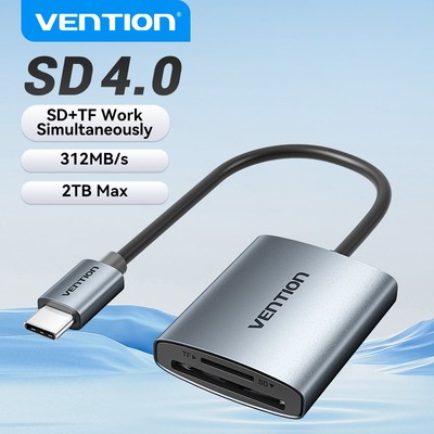 Đầu đọc thẻ SD Vention Type C 4.0 2TB OTG cho Micro SD SDHC SDXC Đầu đọc thẻ tất cả trong một sang loại C cho iPhone iPad Samsung XiaoMi Laptop PC Mac Đầu đọc thẻ nhớ