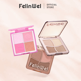 Felinwel - Bộ trang điểm mặt, Bảng phấn & Highlighter & Blush 4 màu