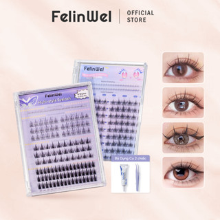 FelinWel - Phần mở rộng mi cụm trên & dưới, Phong cách hướng dương, Phong cách ngọn lửa, Phong cách gián điệp, Lông mi giả có thể tái sử dụng dung lượng lớn, Bộ công cụ tùy chọn