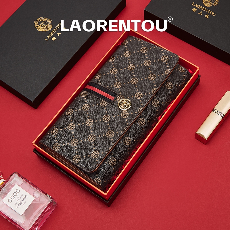 LAORENTOU Ví Dài Nữ Họa Tiết Cổ Điển Nhiều Ngăn Thẻ Dung Lượng Lớn Kèm Ngăn Đựng Tiền Xu