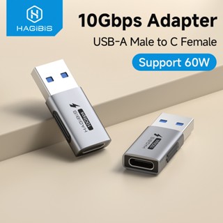 Bộ chuyển đổi Hagibis USB sang Type C OTG 10Gbps Truyền dữ liệu tốc độ cao USB C Nam sang Nữ cho Macbook Pro iPhone 16 / 15 iPad Máy tính bảng