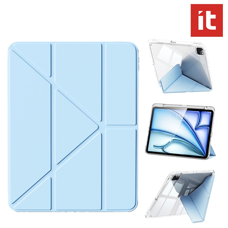 Ốp lưng IT ổn định + có thể gập lại cho iPad A16 gen 12 11 Pro 11 13 Air 8 7 6 5 11 10.9 12.9 Pro 11 13 inch M4 M5 Vỏ bảo vệ TPU đa chức năng có khe cắm bút bên trái