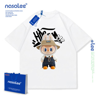 NASA Labubu Trẻ Em Mùa Hè Cổ Tròn Tay Ngắn Cotton Nguyên Chất Nam Nữ Trẻ Em Áo Hoạt Hình