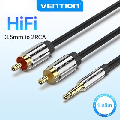 Cáp RCA Vention cho âm thanh Jack âm thanh 3,5 mm sang 2 RCA Male Cáp cho bộ khuếch đại điện thoại thông minh Rạp hát tại nhà DVD 3,5 mm Male sang 2 RCA Male Jack Connector