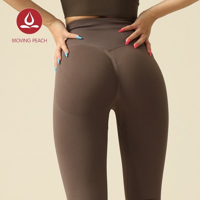 MOVING PEACH Quần Legging Thể Thao Cạp Cao Không Đường May ALG2