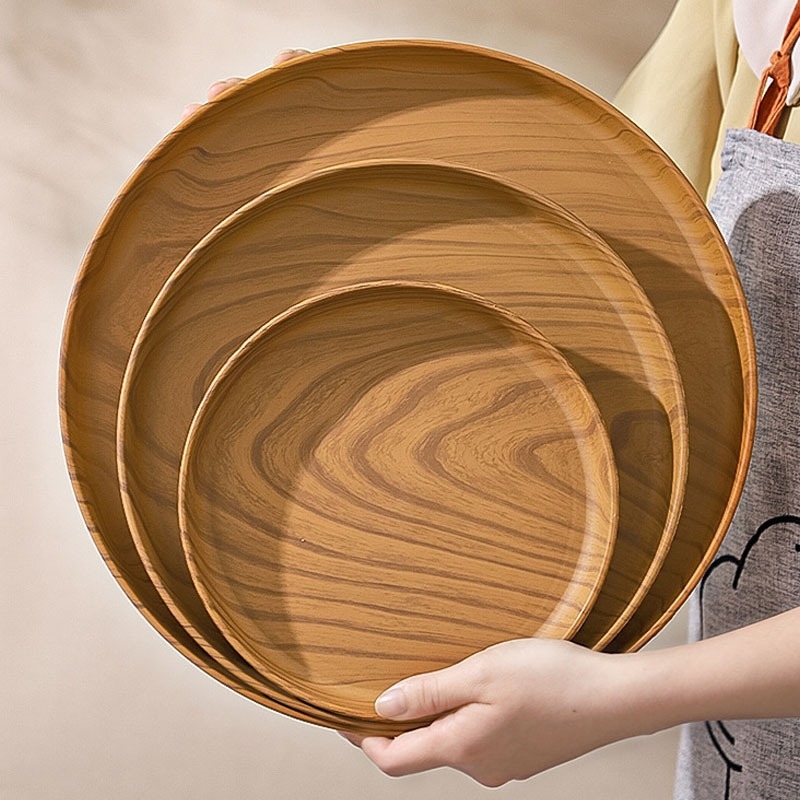  OUKEAI ‌Khay Nhựa Tròn Đa Năng - Chống Trượt Nhẹ Nhàng | Đựng Ly Bánh Trà | PP An Toàn | Free Ship 