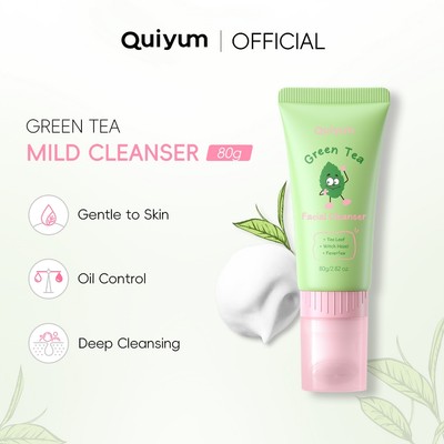 Sữa rửa mặt trà xanh QUIYUM Làm sạch sâu Kiểm soát dầu làm mới cho da Hỗ trợ giảm mụn 80g