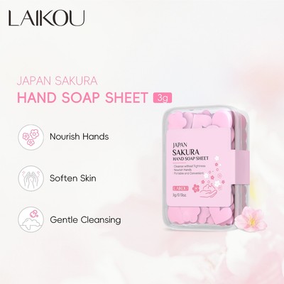 Laikou Sakura Xà Phòng Tay Nhẹ Nhàng Làm Sạch Du Lịch Dùng Một Lần Giấy Xà Phòng Mini 1 Hộp