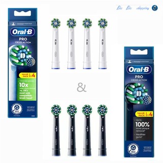  Thay thế đầu bàn chải đánh răng điện Oral B PRO CrossAction làm sạch chuyên nghiệp Trắng và Đen  4 & 8 chiếc  